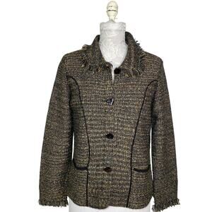 Alpaca Allure Hand Loomed Alpaca Blend Blazer with Fringe Women Medium